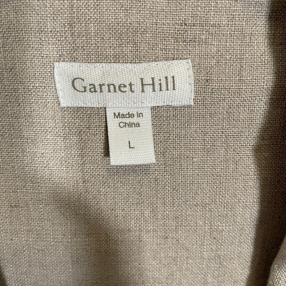 Garnet Hill Linen Duster Jacket Long Trench Blazer Khaki Button Front Neutral L - Picture 3 of 6